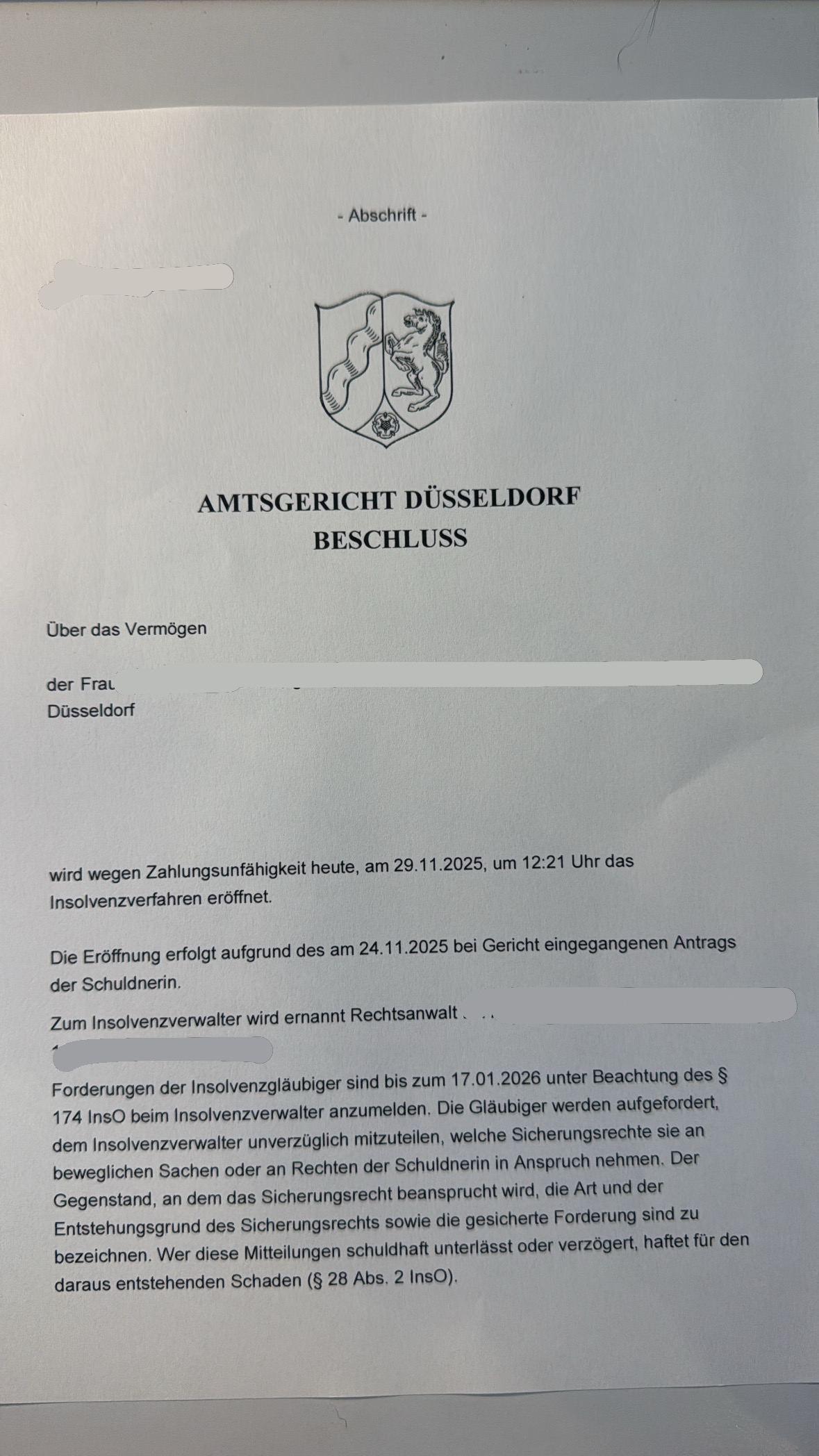 Privatinsolvenz Düsseldorf Verbraucherinsolvenz Düsseldorf